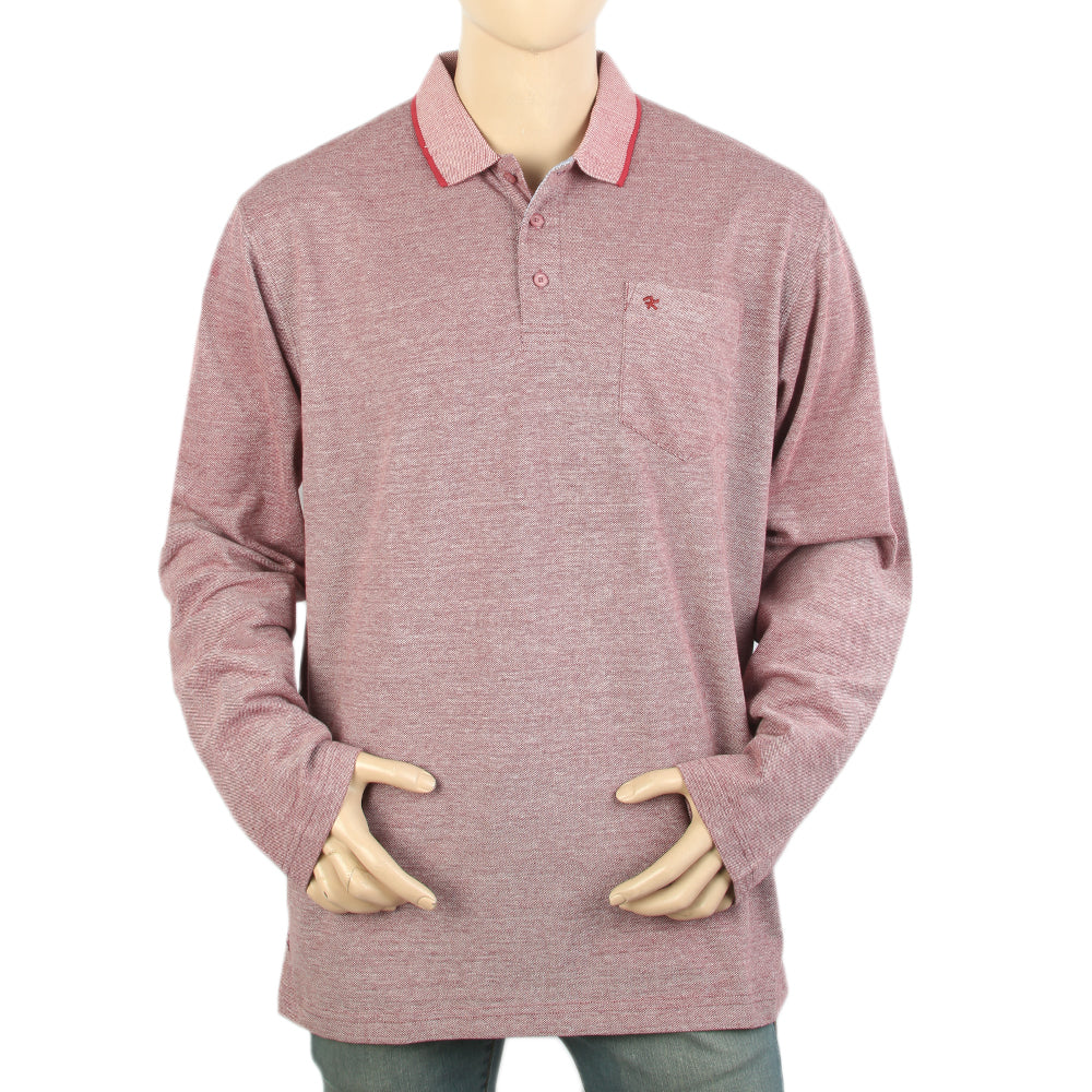 Men's Full Sleeves Polo T-Shirt - Maroon, Men's T-Shirts & Polos, Chase Value, Chase Value
