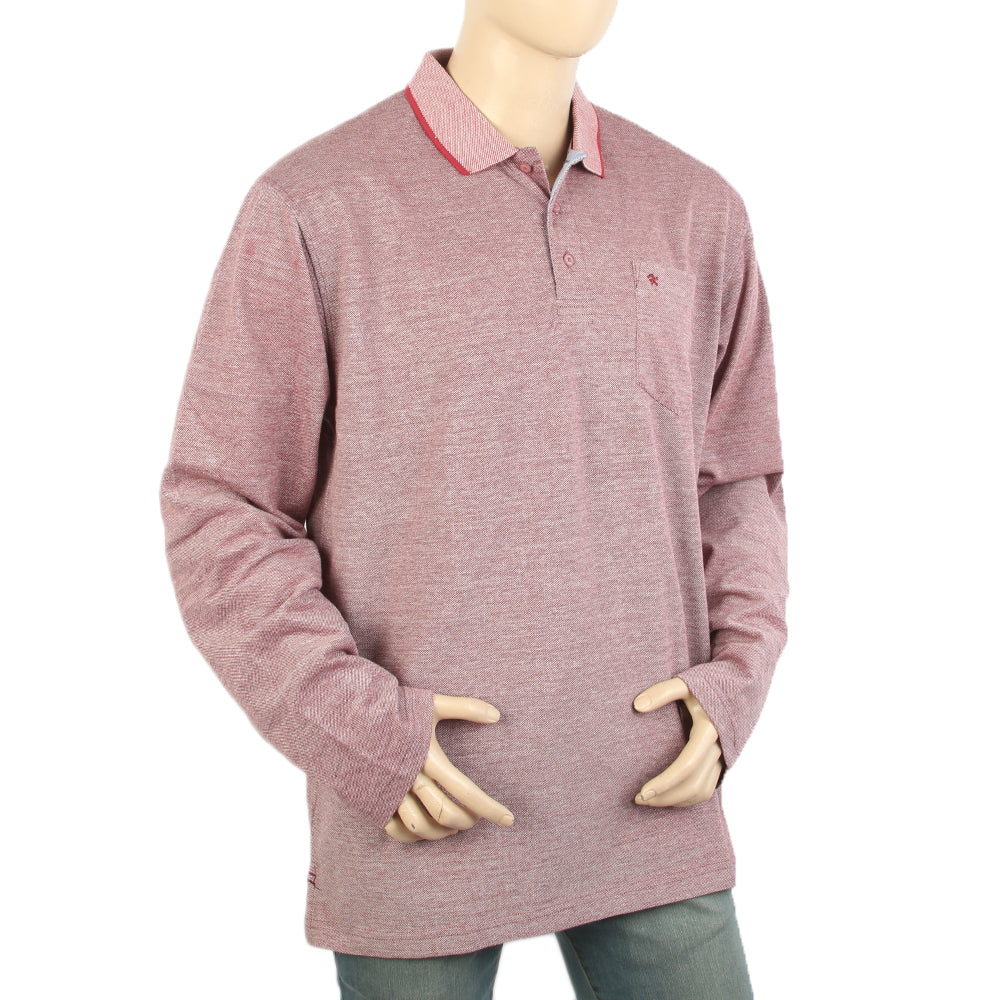 Men's Full Sleeves Polo T-Shirt - Maroon, Men's T-Shirts & Polos, Chase Value, Chase Value