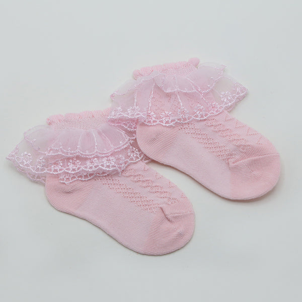 Girls Frill Sock - Pink