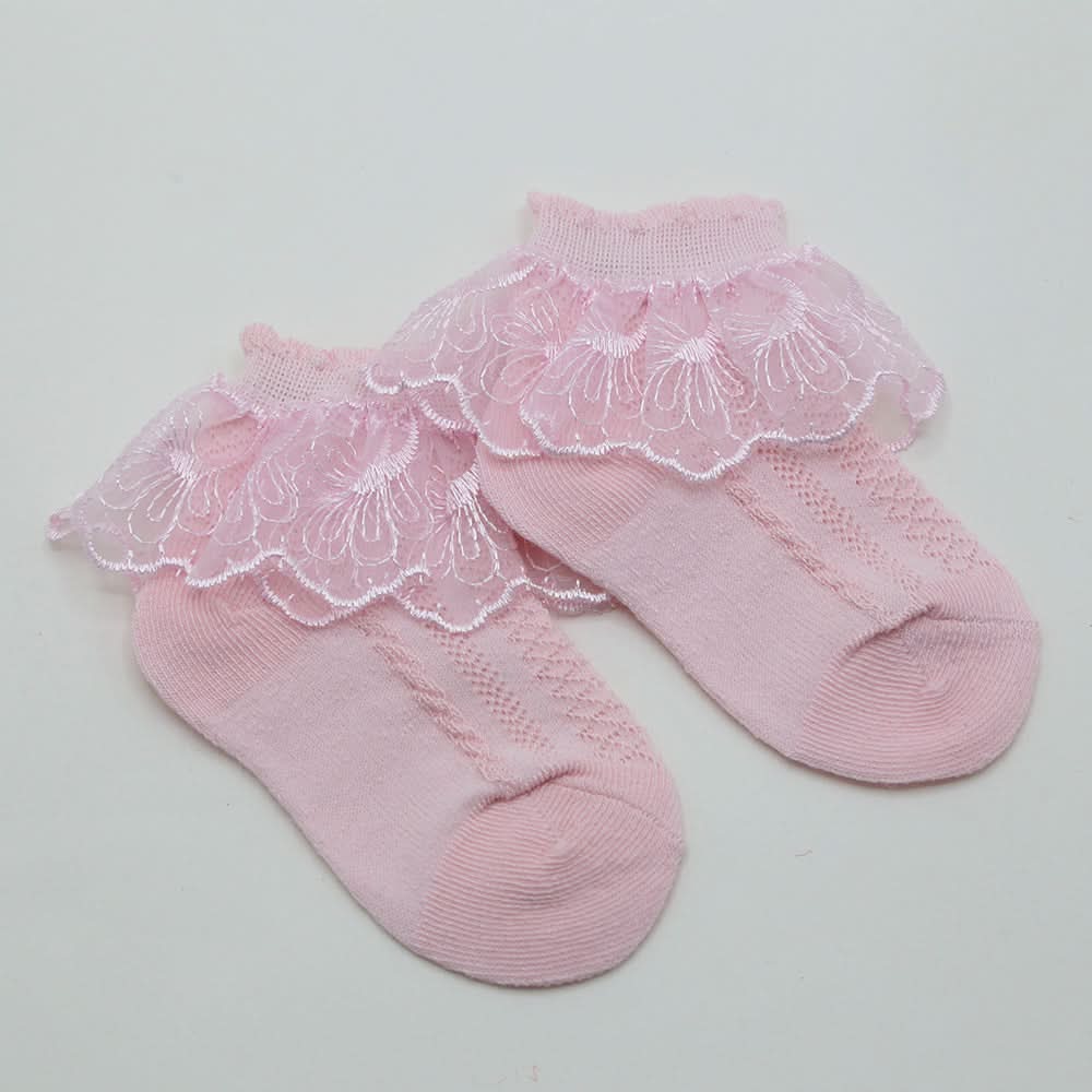 Girls Frill Sock - Pink, Girls Socks, Chase Value, Chase Value
