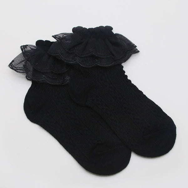 Girls Frill Sock - Black