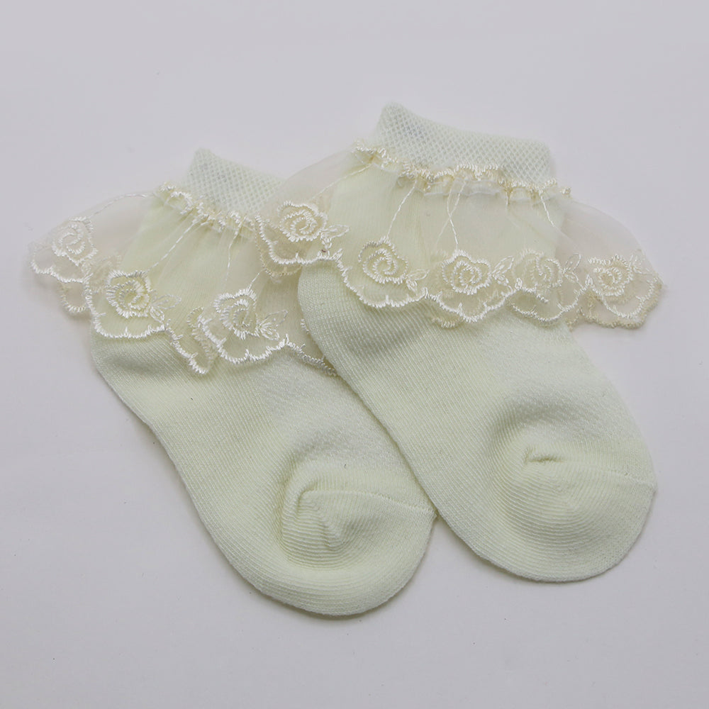 Girls Frill Sock - Lemon, Girls Socks, Chase Value, Chase Value