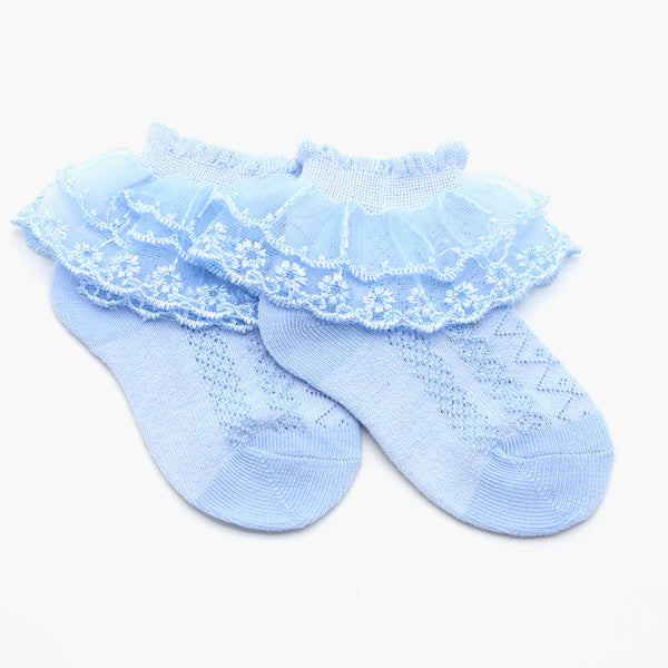 Girls Frill Sock - Light Blue