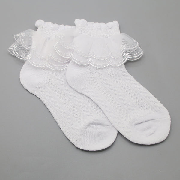 Girls Frill Sock - White