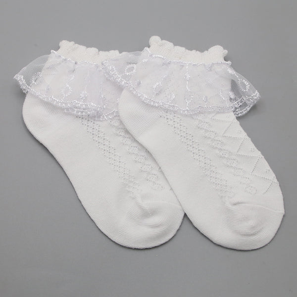 Girls Frill Sock - White