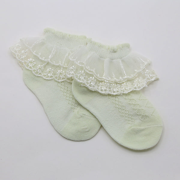 Girls Frill Sock - Light Green