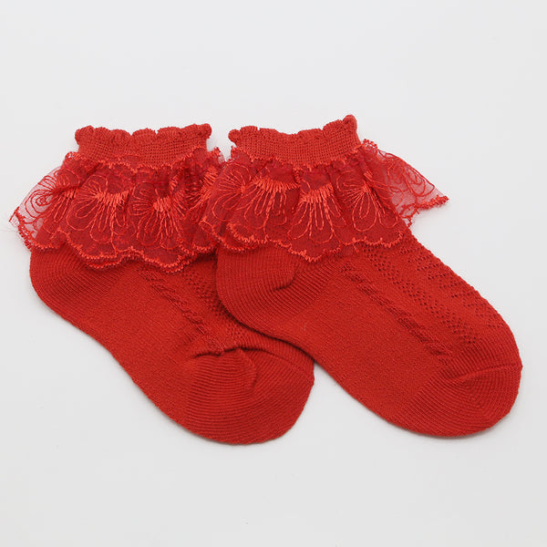Girls Frill Sock - Red, Girls Socks, Chase Value, Chase Value