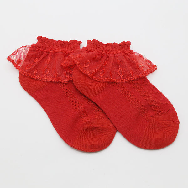 Girls Frill Sock - Red, Girls Socks, Chase Value, Chase Value