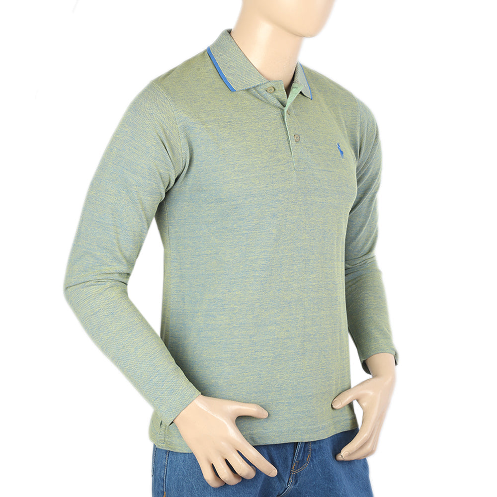 Men's Full Sleeves Polo T-Shirt - Light Green, Men's T-Shirts & Polos, Chase Value, Chase Value