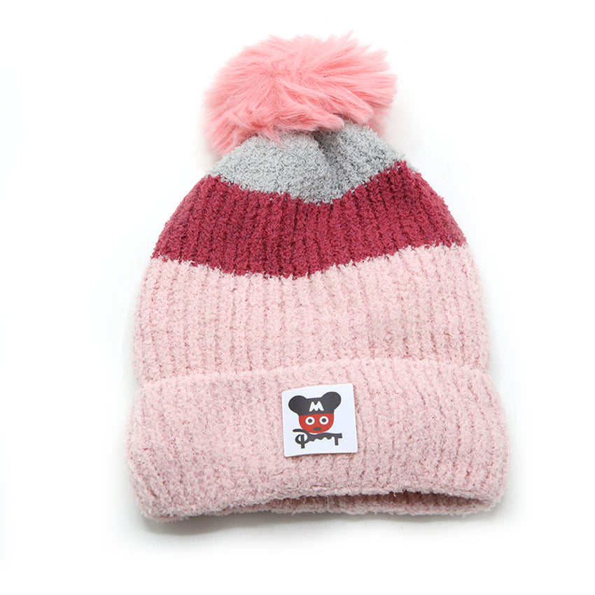 Kids Woollen Cap - Light Pink