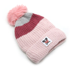 Kids Woollen Cap - Light Pink