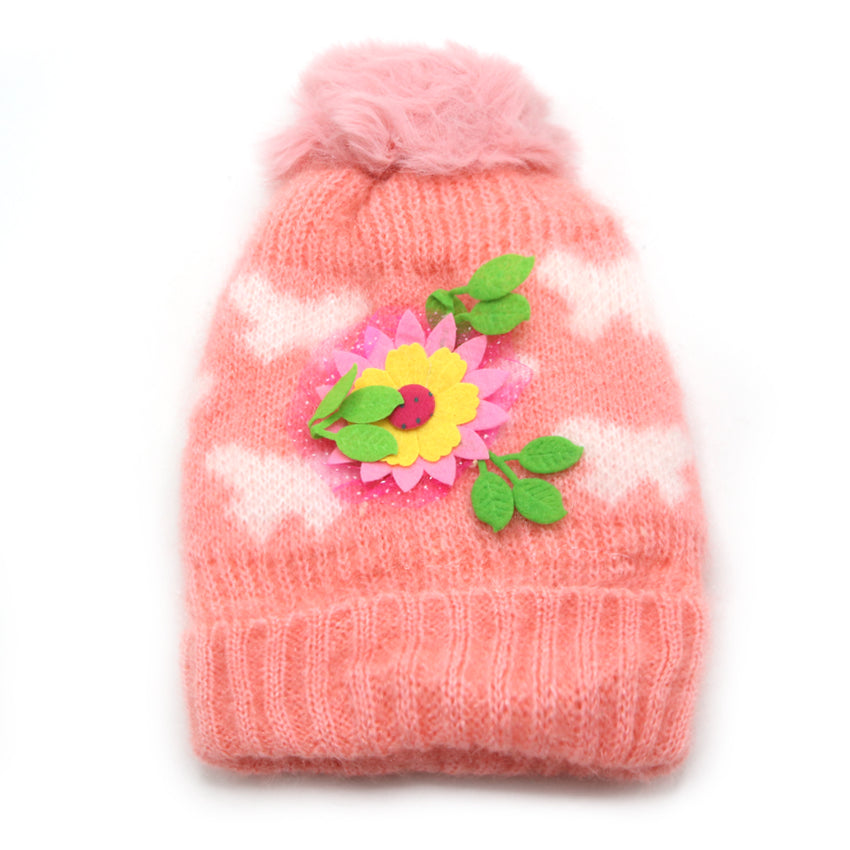 Kids Woolen Cap - Peach