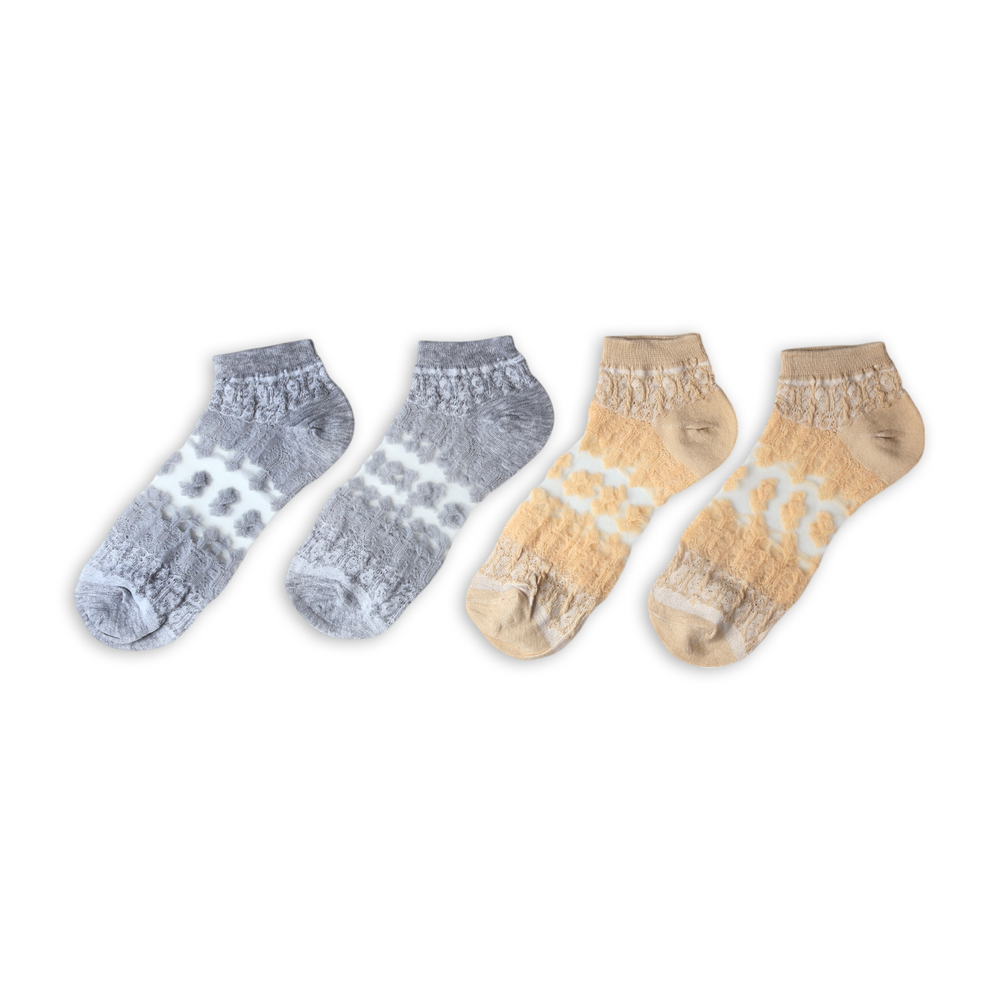 Women's Socks Pack of 2 - Skin & Grey, Women Socks Stocking & Gloves, Chase Value, Chase Value