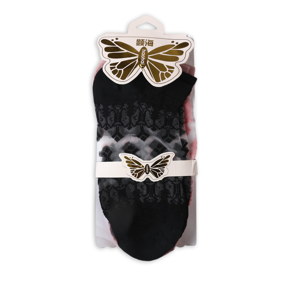 Women's Socks Pack of 2 - Black & Pink, Women Socks Stocking & Gloves, Chase Value, Chase Value