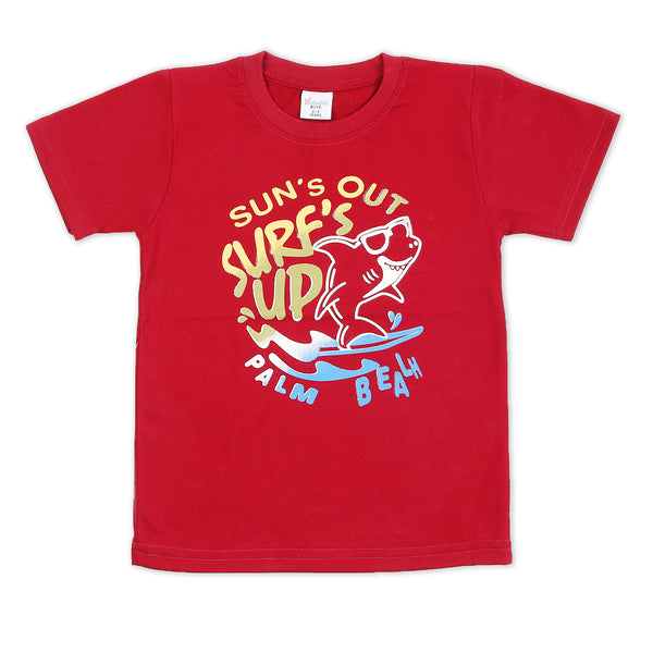 Boys Half Sleeves T-Shirt - Maroon