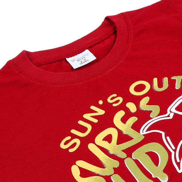 Boys Half Sleeves T-Shirt - Maroon