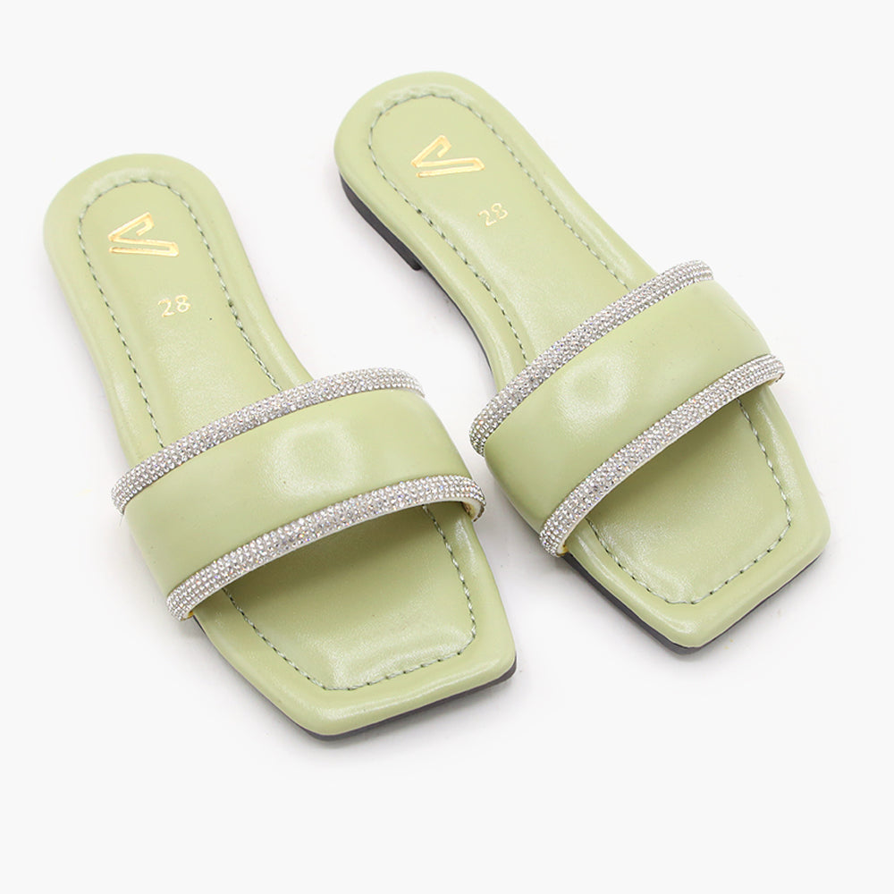 Girls Slipper - Dark Green, Girls Slippers, Chase Value, Chase Value
