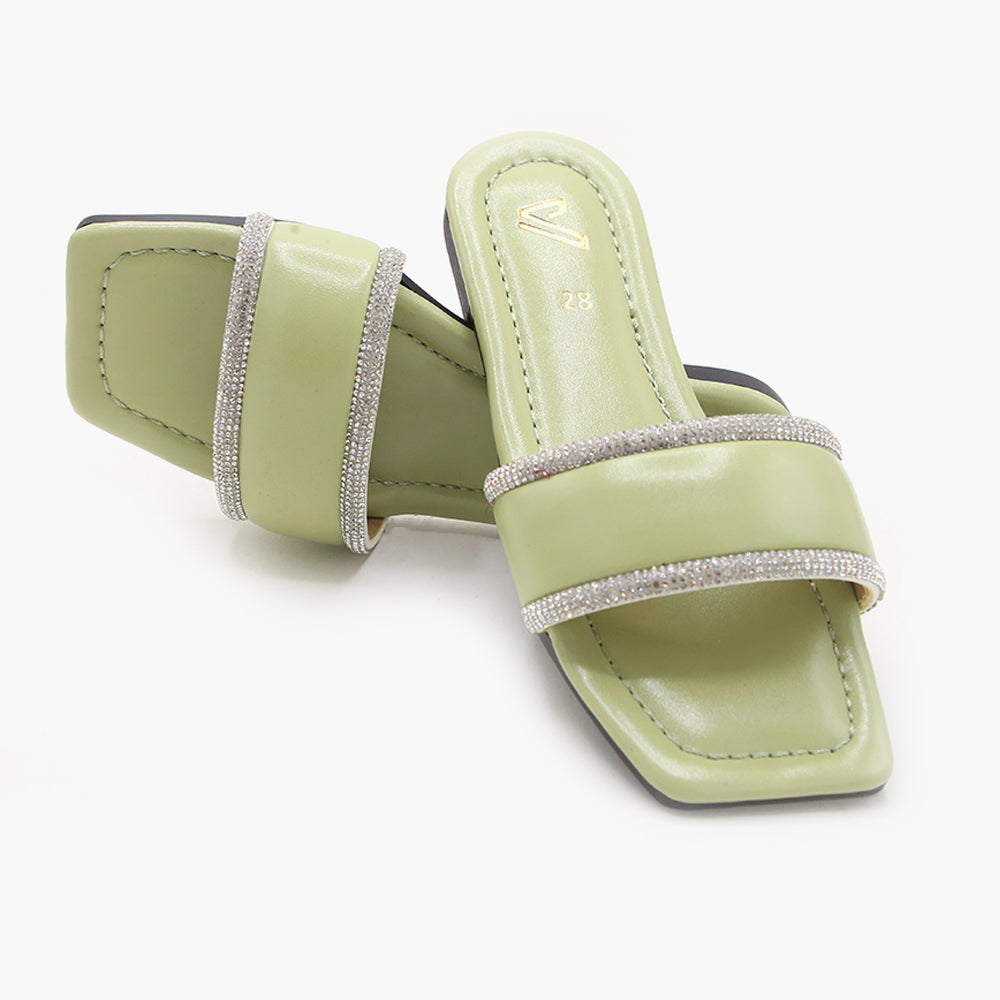 Girls Slipper - Dark Green, Girls Slippers, Chase Value, Chase Value