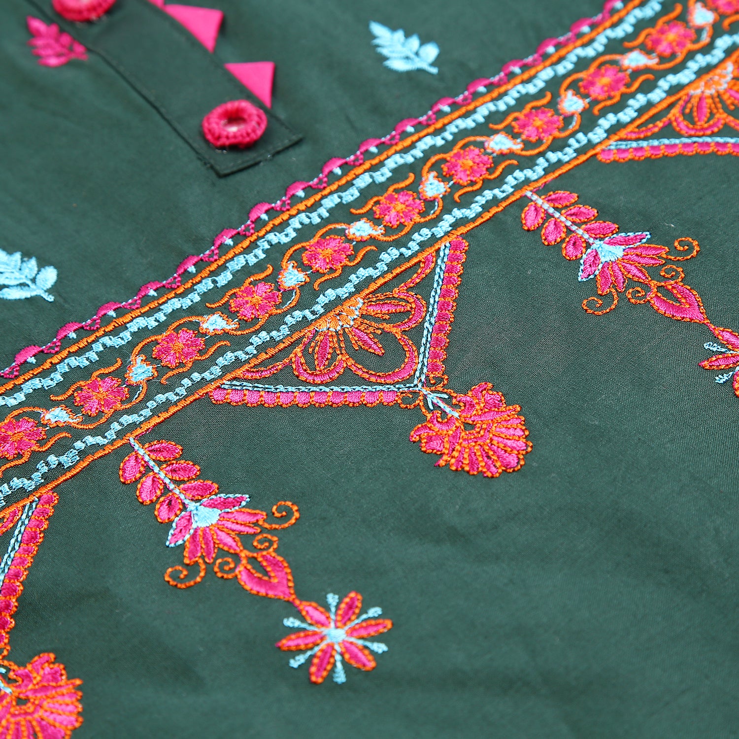 Girls Embriodered Kurti - Green, Girls Kurti, Chase Value, Chase Value