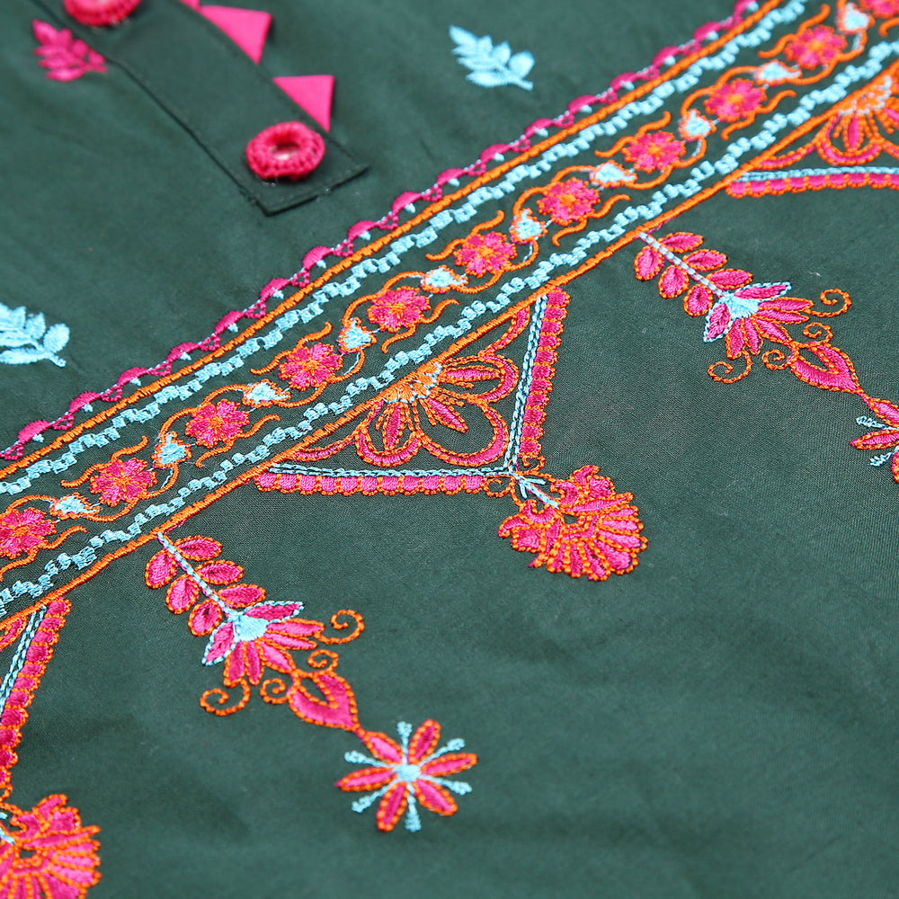 Girls Embriodered Kurti - Green, Girls Kurti, Chase Value, Chase Value