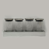 Spice Jar Glass 4Pc With Stand - Silver, Spice Boxes, Chase Value, Chase Value