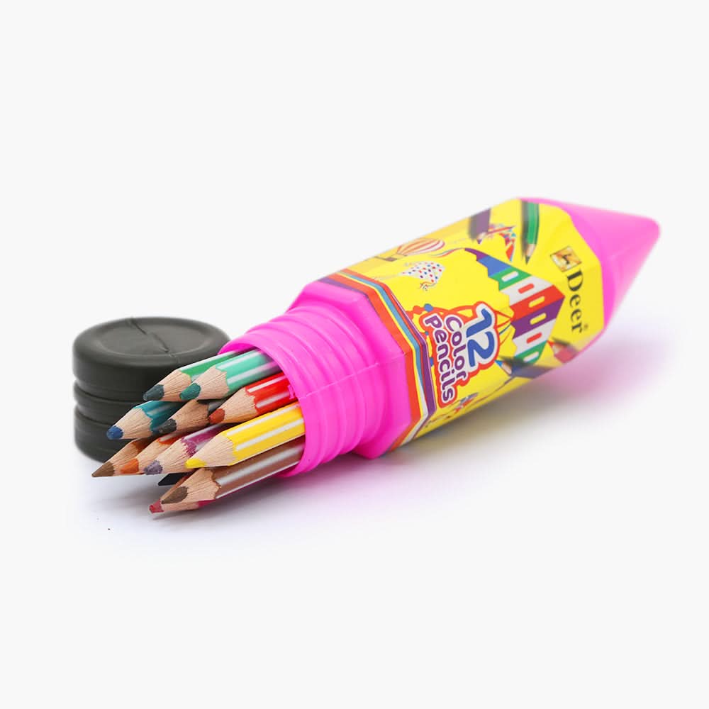 Deer Colour Pencil Pack of 12 - Multi Color, Pencil Boxes & Stationery Sets, Deer, Chase Value