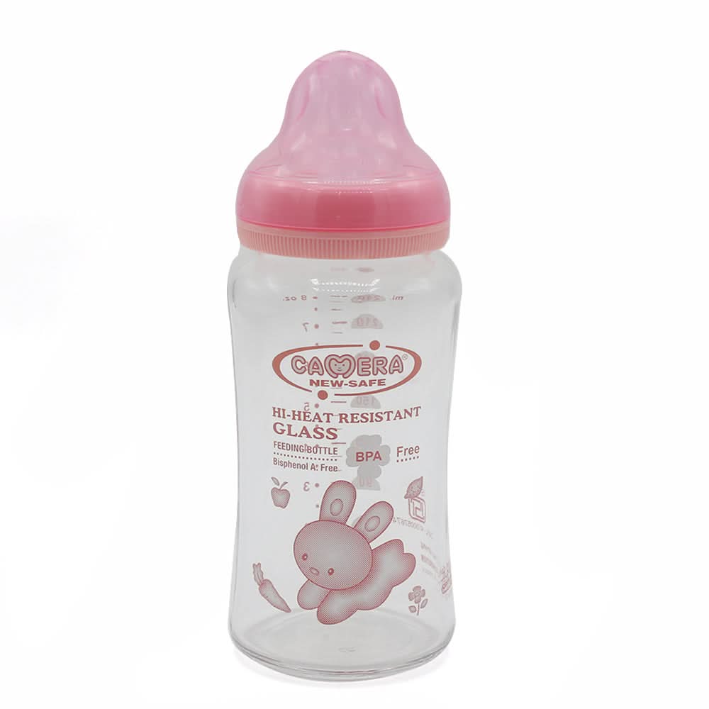 Camera Glass Feeder 240ml - Pink, Feeding Supplies, Chase Value, Chase Value