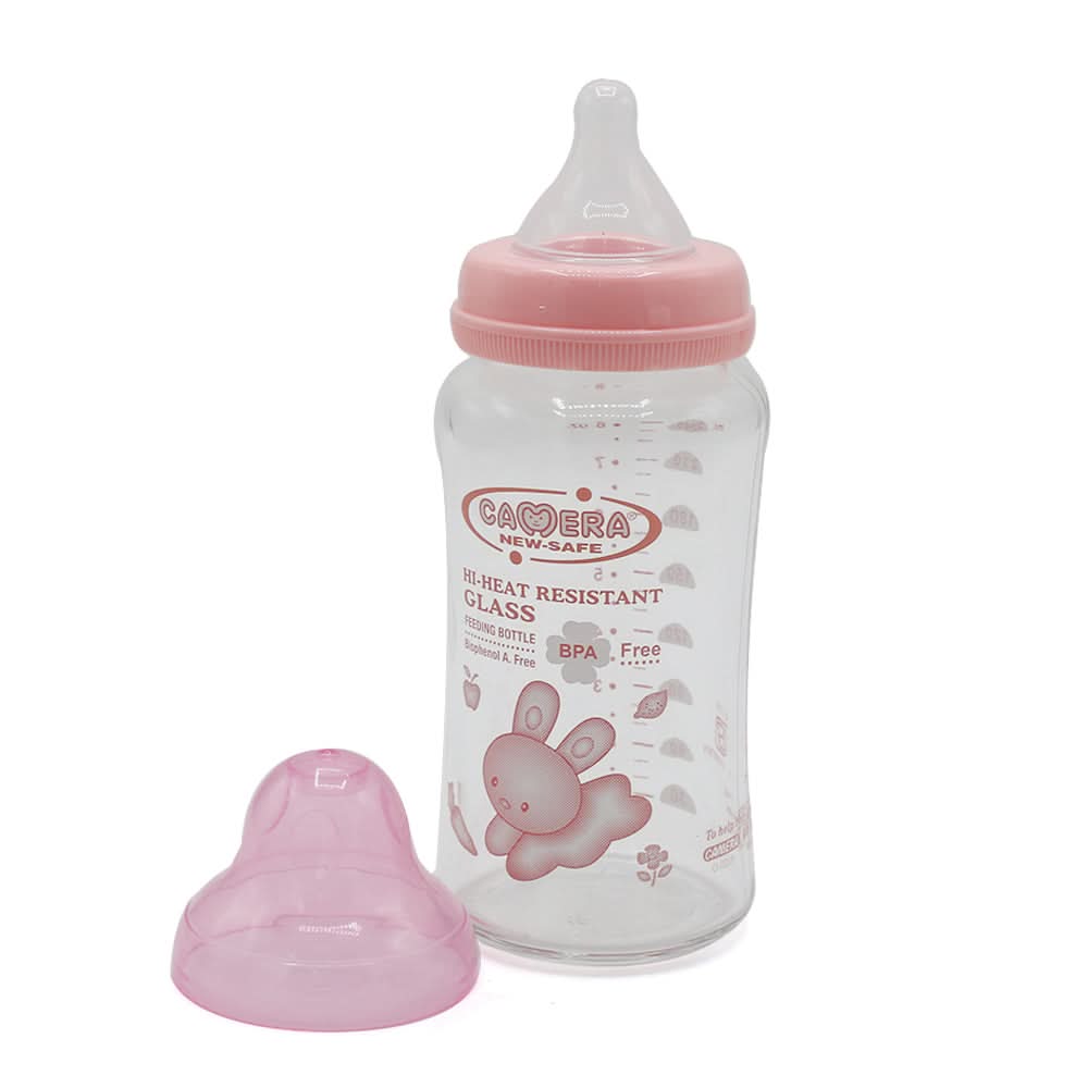 Camera Glass Feeder 240ml - Pink, Feeding Supplies, Chase Value, Chase Value