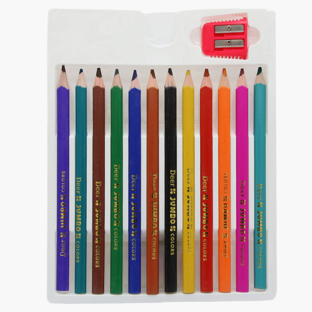 Deer Jumbo Pencil Pack of 12 - Multi Color, Pencil Boxes & Stationery Sets, Deer, Chase Value