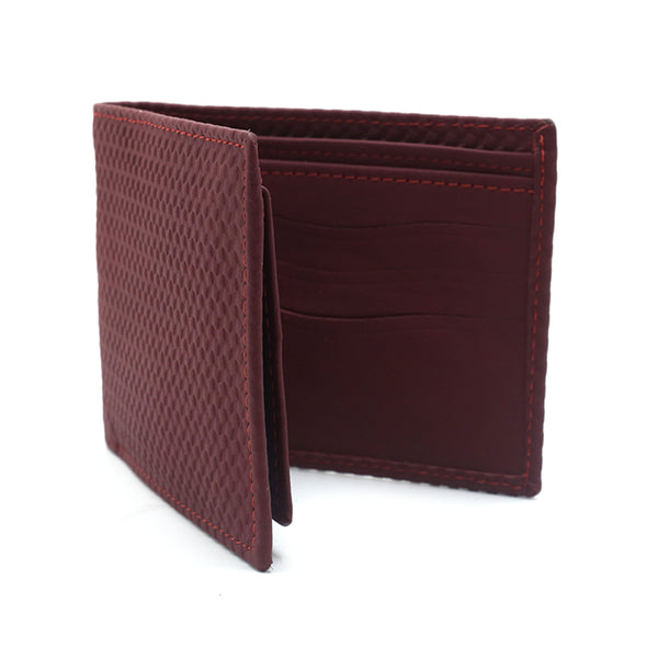 Men's Milled Leather D-size Wallet - Maroon