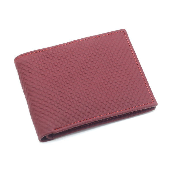 Men's Milled Leather D-size Wallet - Maroon