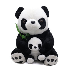 Sitting soft plush panda mother with baby cute panda toy