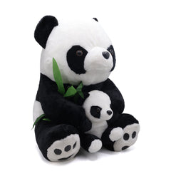 Sitting soft plush panda mother with baby cute panda toy