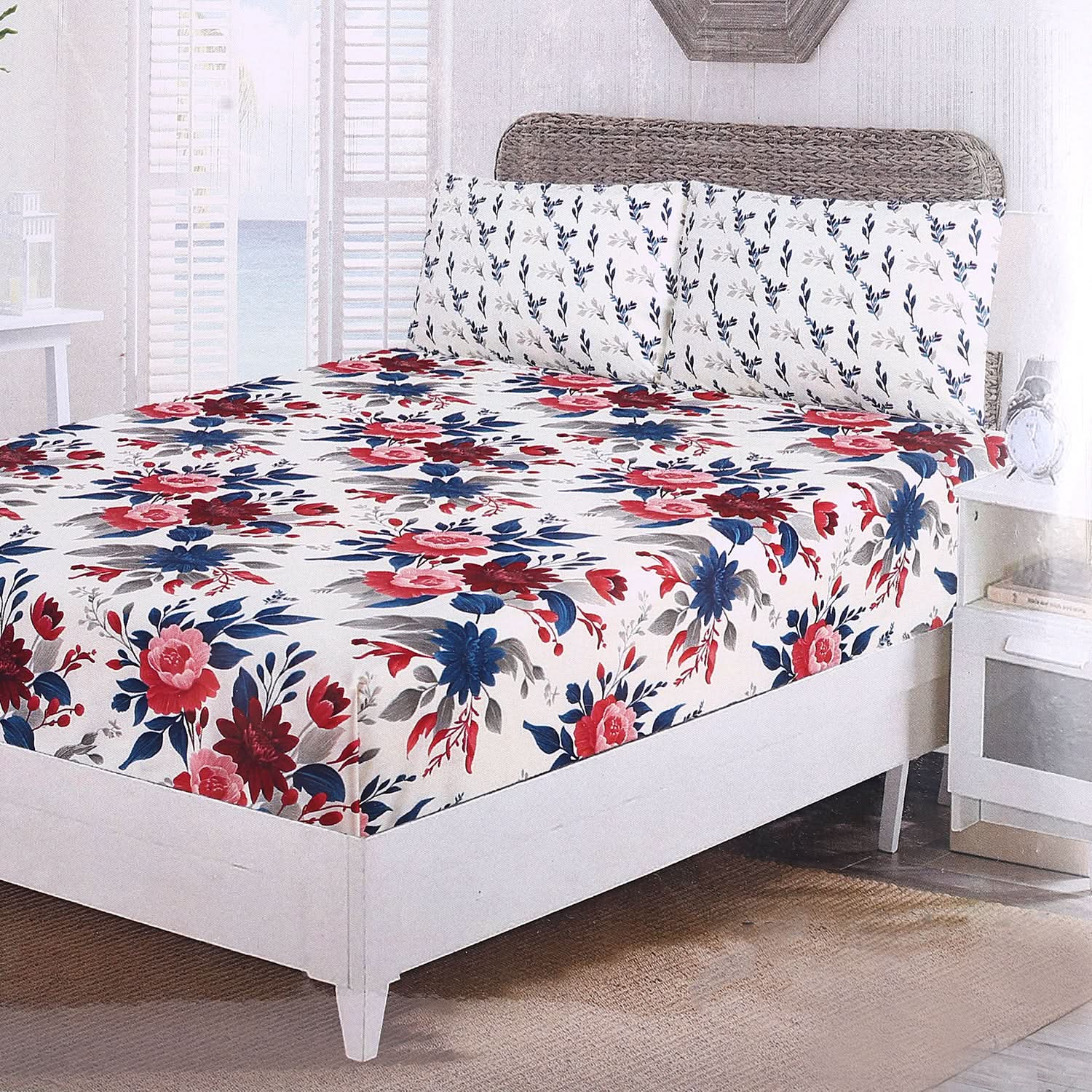 Fitted Bed Sheet With 2 Pillow - Multi Color, Single Size Bed Sheet, Valuable, Chase Value