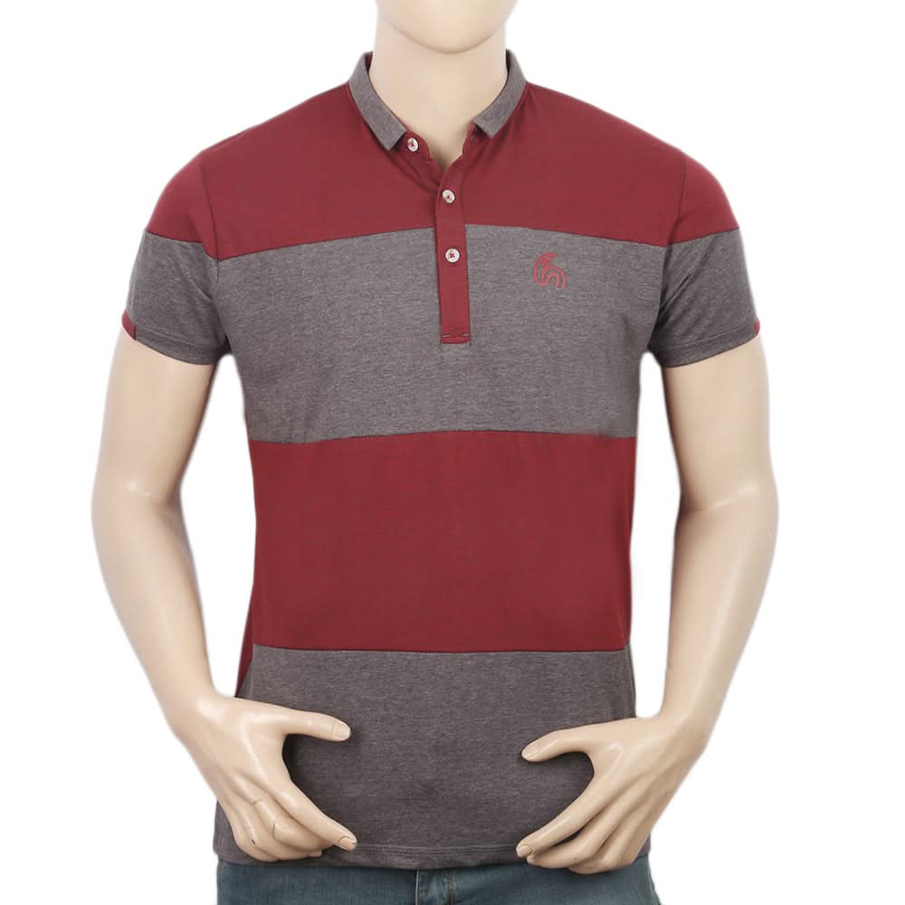 Men's Half Slevees Fancy Polo T-Shirt - Maroon, Men, T-Shirts And Polos, Chase Value, Chase Value