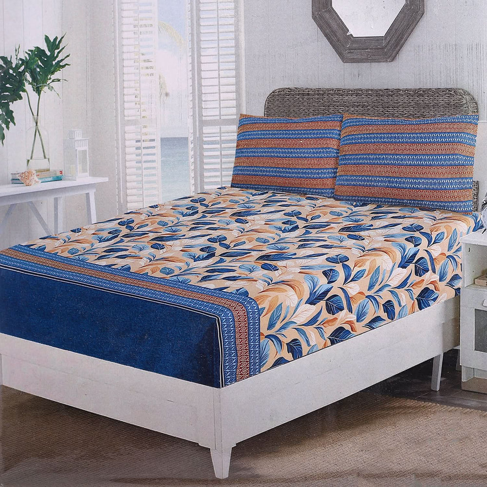 Fitted Bed Sheet With 2 Pillow - Multi Color, Single Size Bed Sheet, Valuable, Chase Value