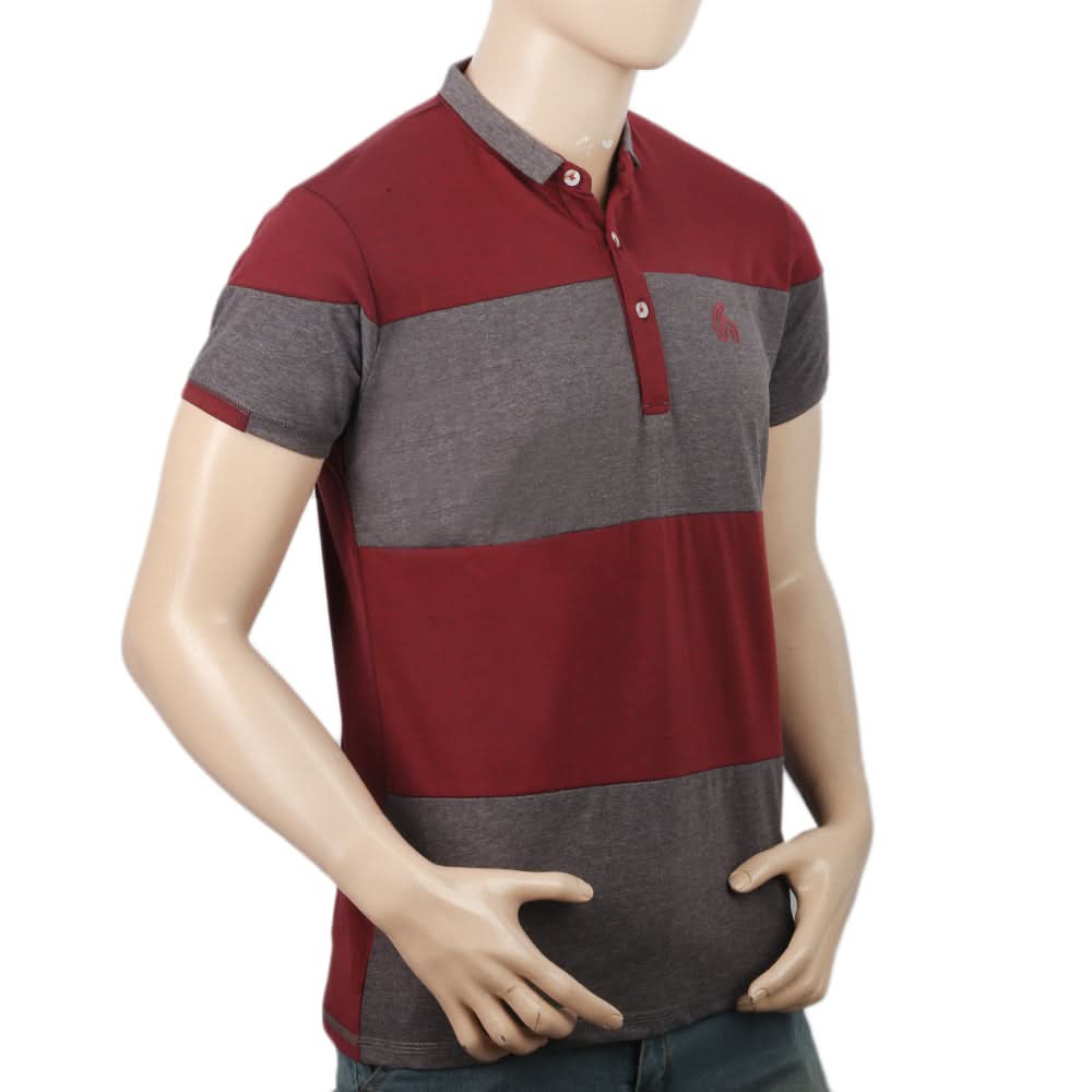 Men's Half Slevees Fancy Polo T-Shirt - Maroon, Men, T-Shirts And Polos, Chase Value, Chase Value