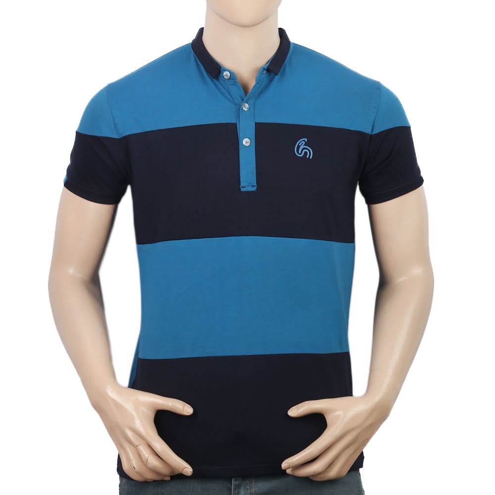 Men's Half Slevees Fancy Polo T-Shirt - Blue, Men, T-Shirts And Polos, Chase Value, Chase Value