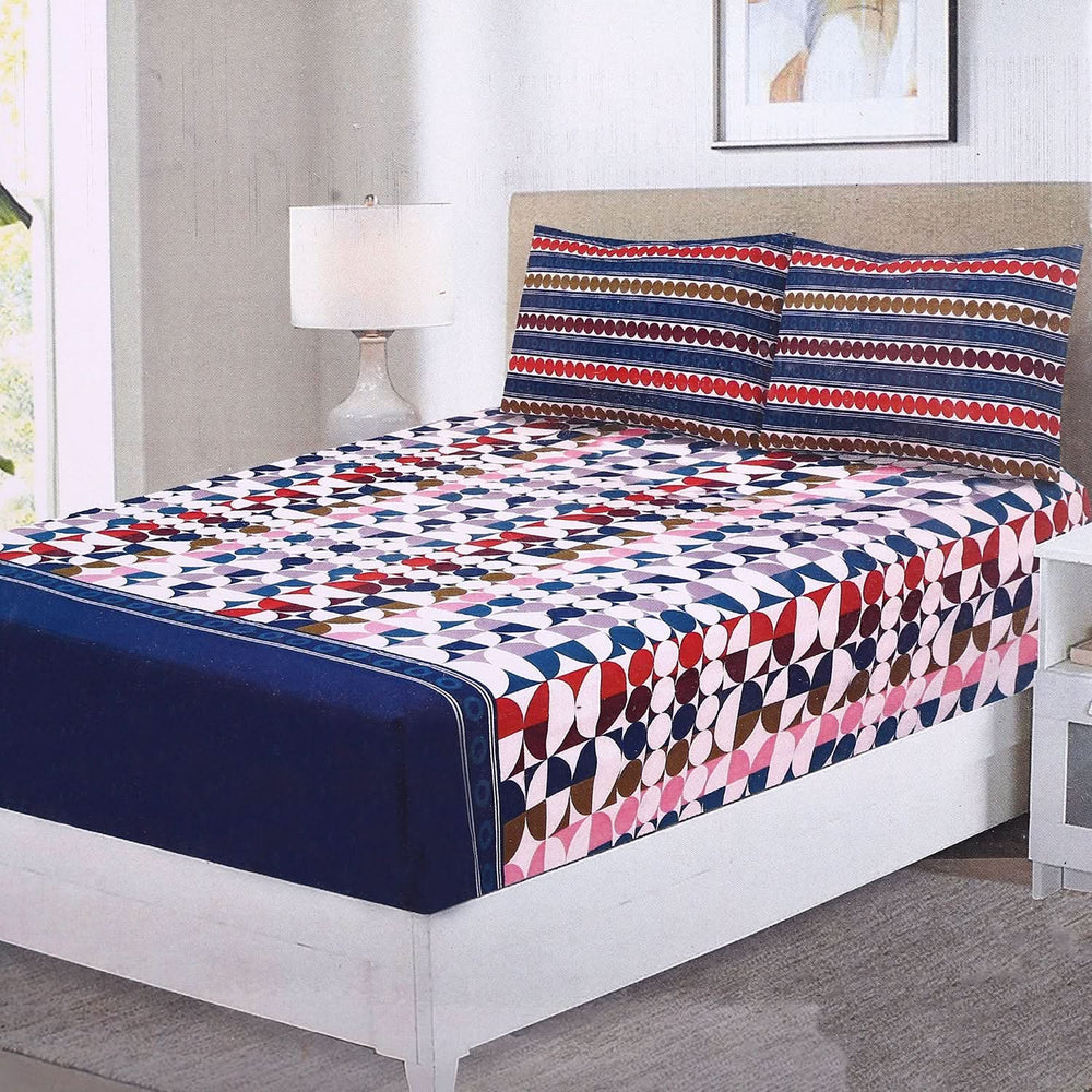 Fitted Bed Sheet With 2 Pillow - Multi Color, Single Size Bed Sheet, Valuable, Chase Value