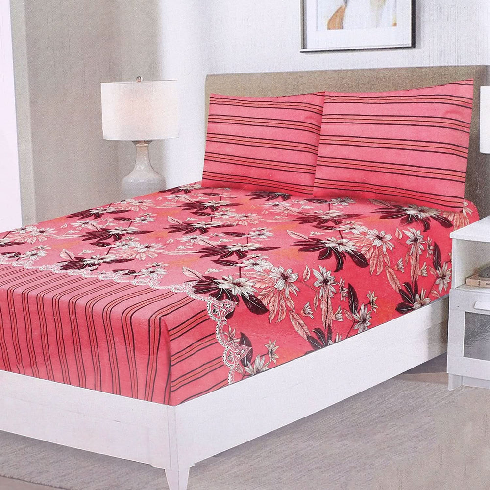 Fitted Bed Sheet With 2 Pillow - Multi Color, Single Size Bed Sheet, Valuable, Chase Value