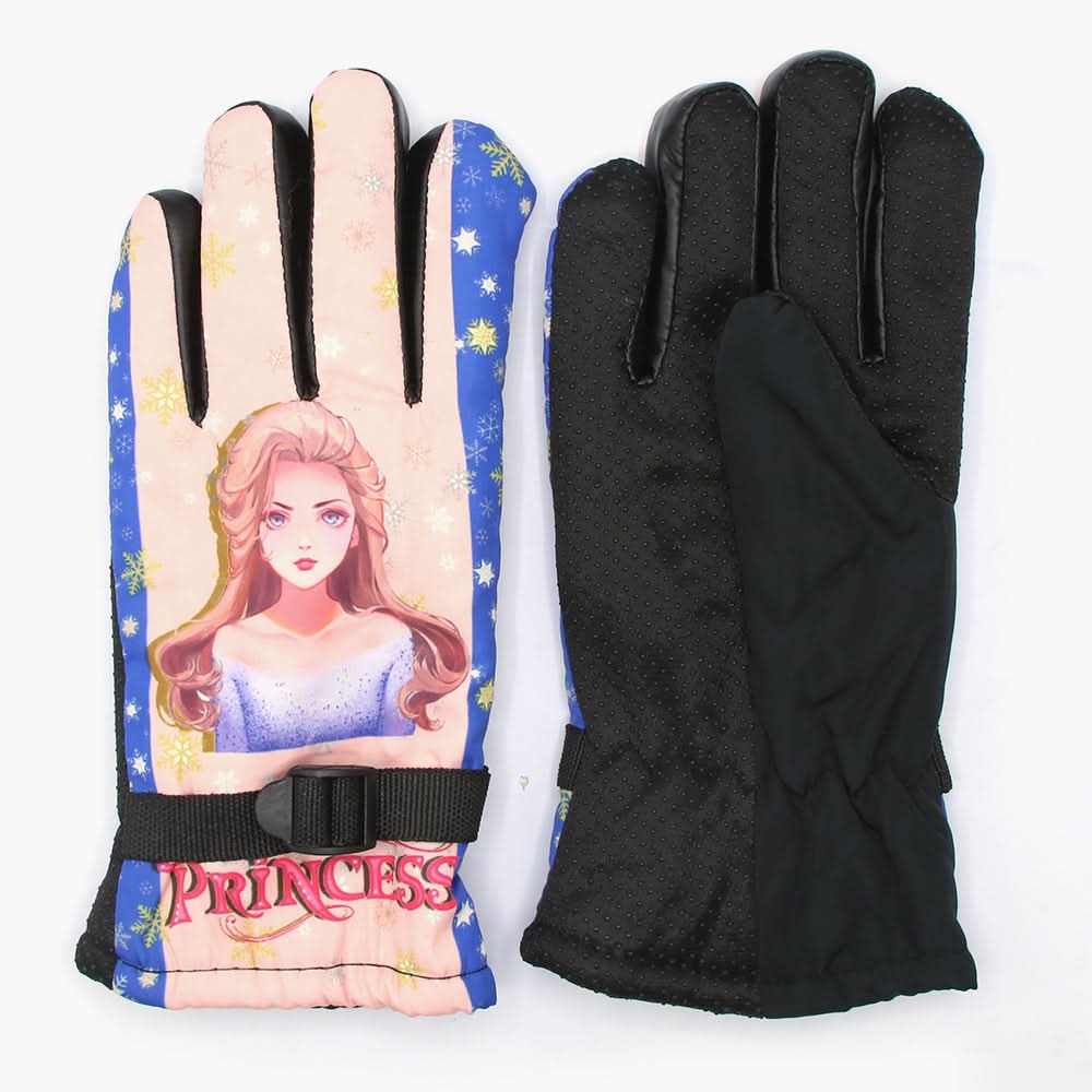Girls Leather Gloves Barbie - Peach, Girls Caps & Gloves, Chase Value, Chase Value