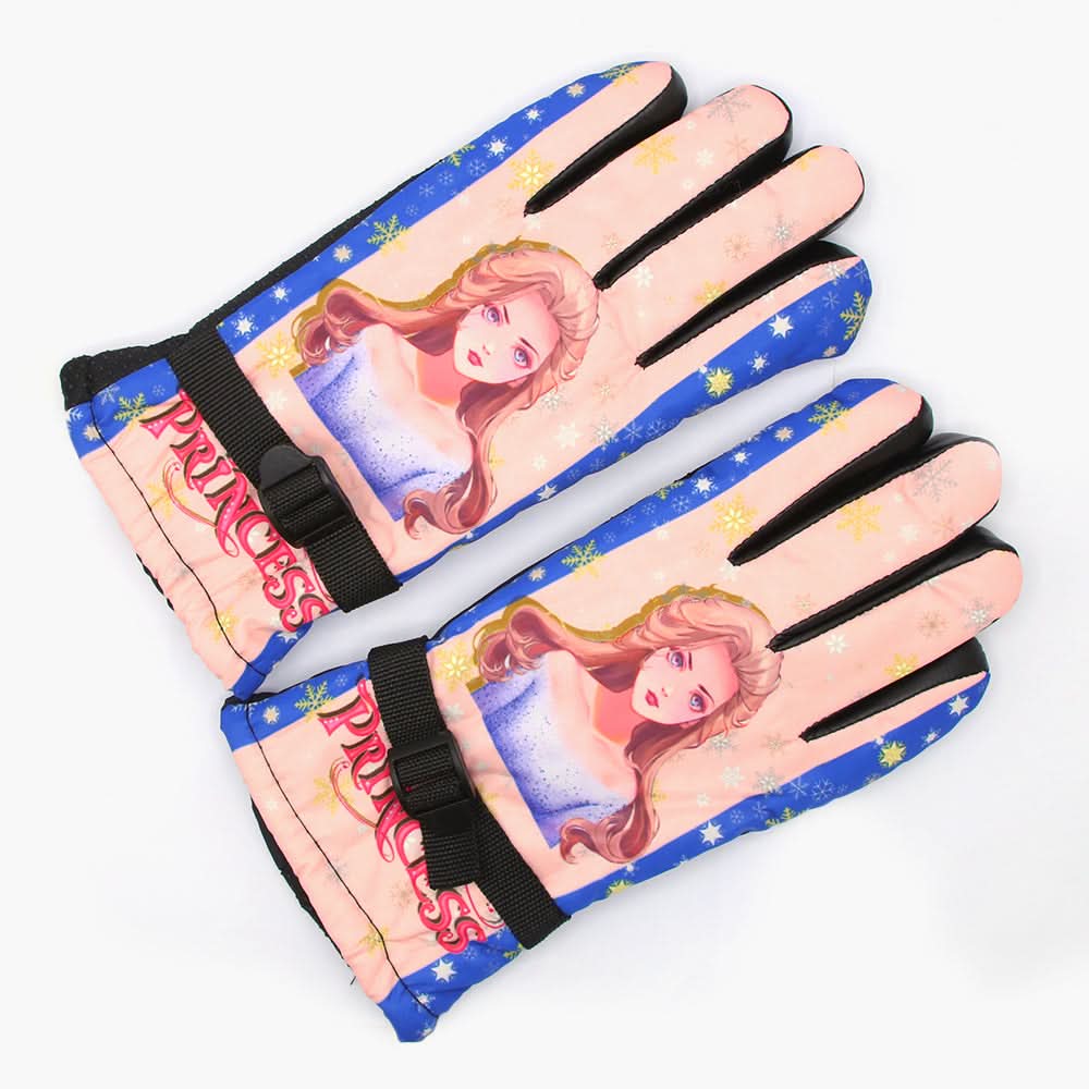 Girls Leather Gloves Barbie - Peach, Girls Caps & Gloves, Chase Value, Chase Value
