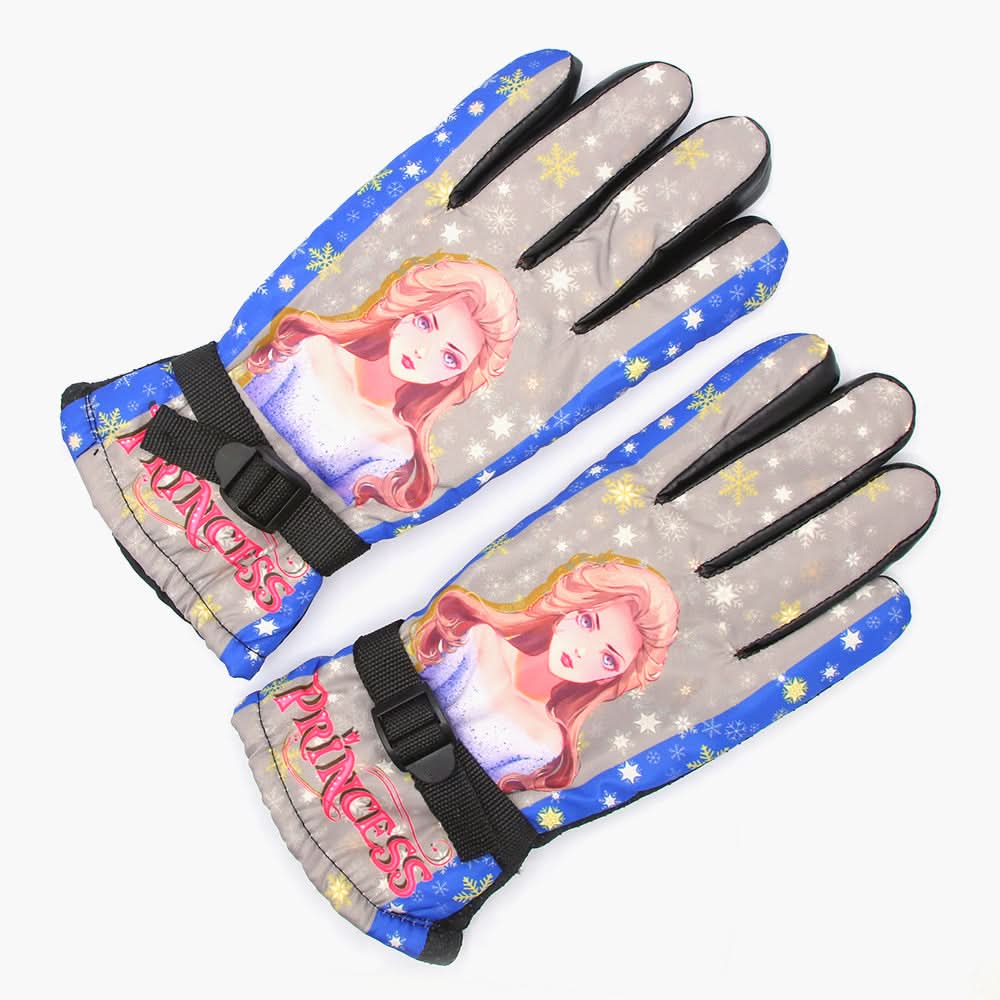 Girls Leather Gloves Barbie - Grey, Girls Caps & Gloves, Chase Value, Chase Value