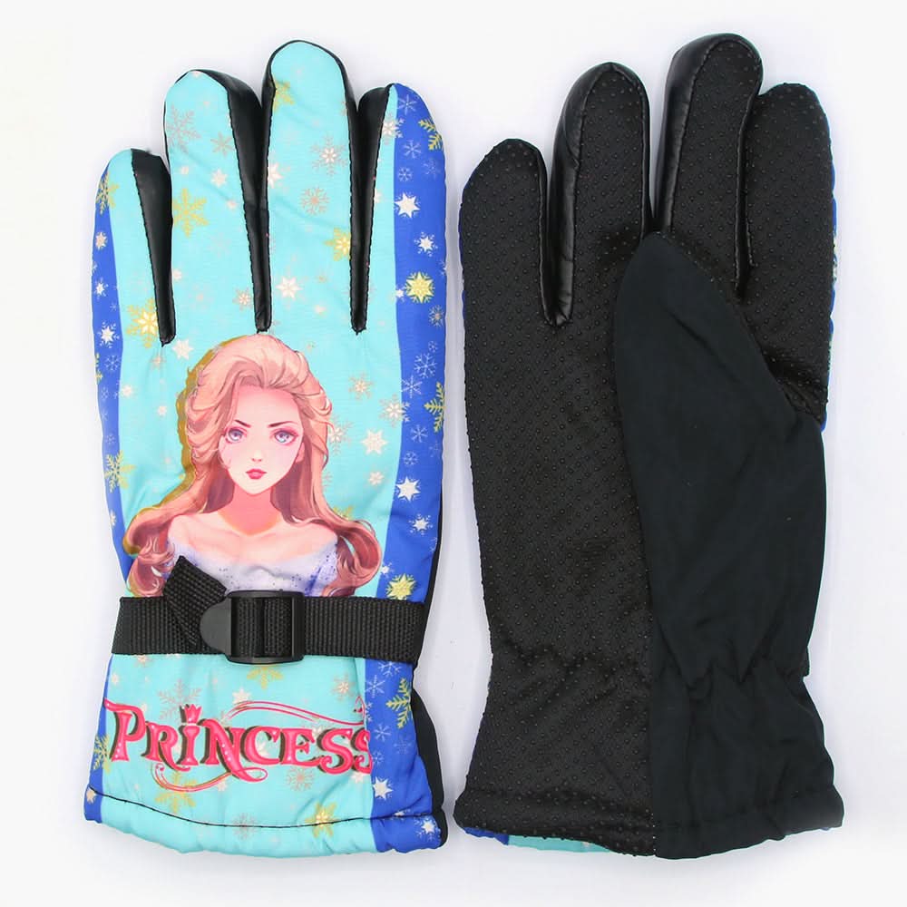 Girls Leather Gloves Barbie - Cyan, Girls Caps & Gloves, Chase Value, Chase Value