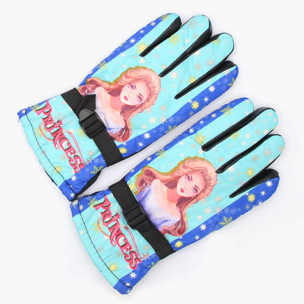 Girls Leather Gloves Barbie - Cyan, Girls Caps & Gloves, Chase Value, Chase Value