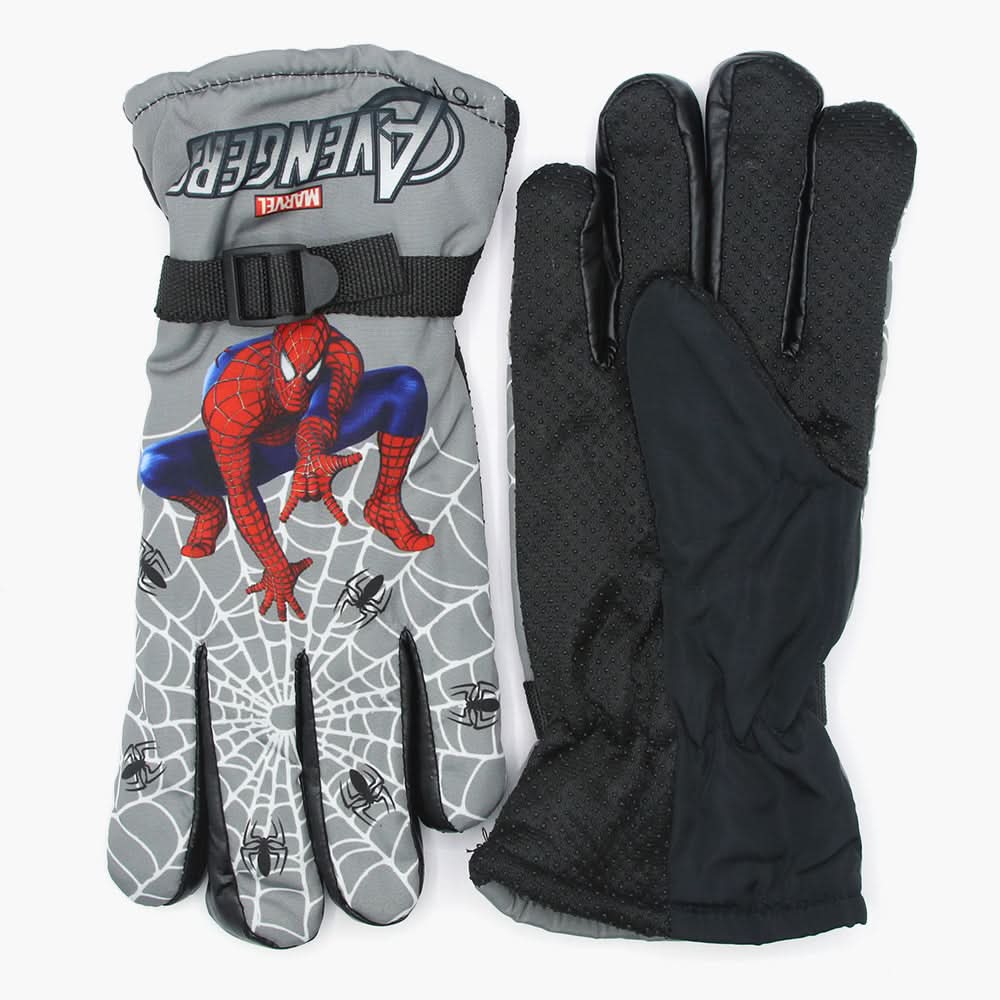 Boys Leather Gloves - Grey, Boys Caps & Gloves, Chase Value, Chase Value