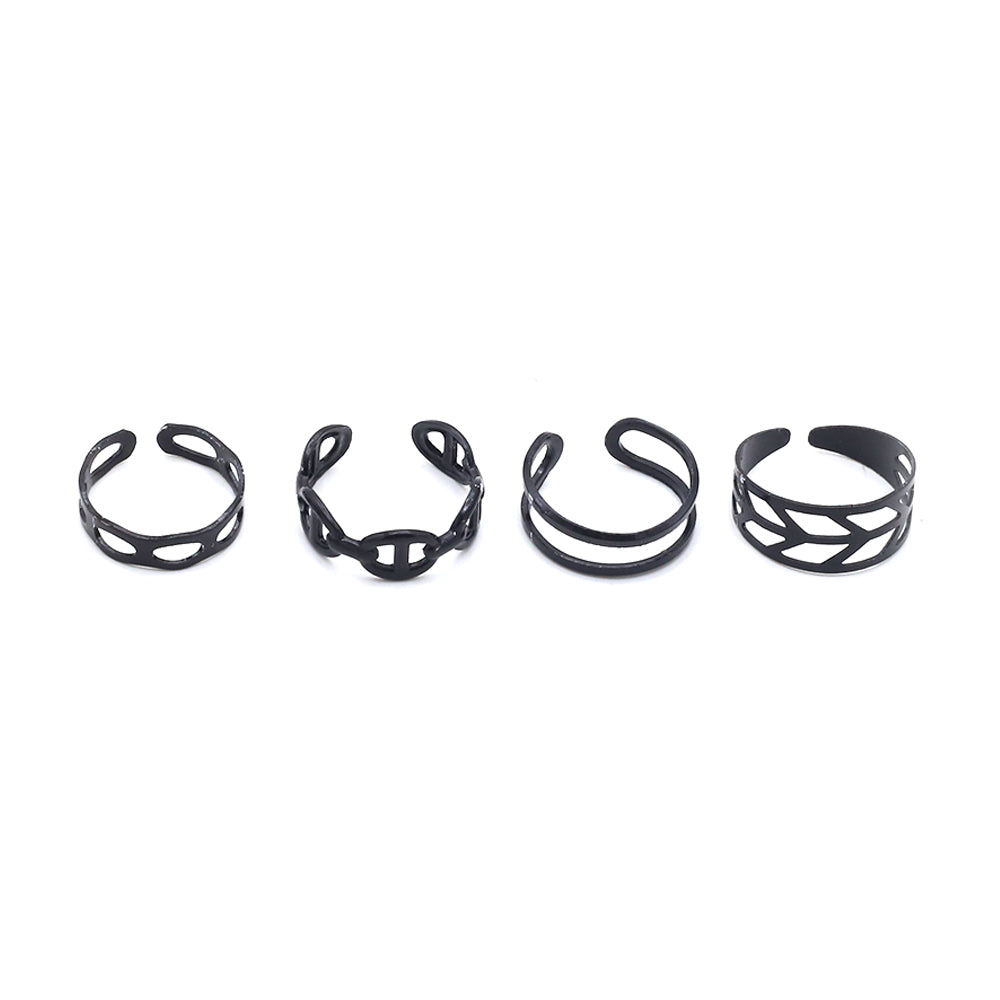 4 Pec Rings Card - Black, Girls Finger Rings, Chase Value, Chase Value