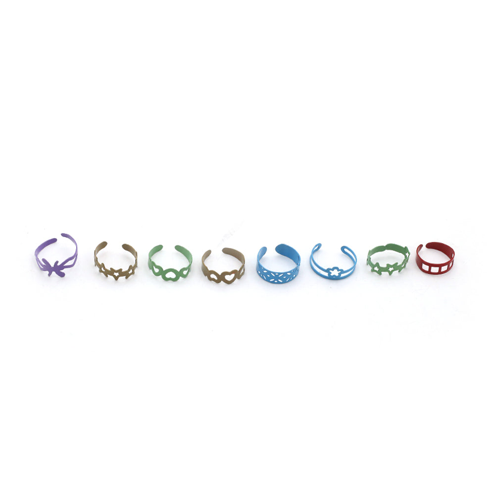 8 Pes Rings Card - Multi Color, Girls Finger Rings, Chase Value, Chase Value