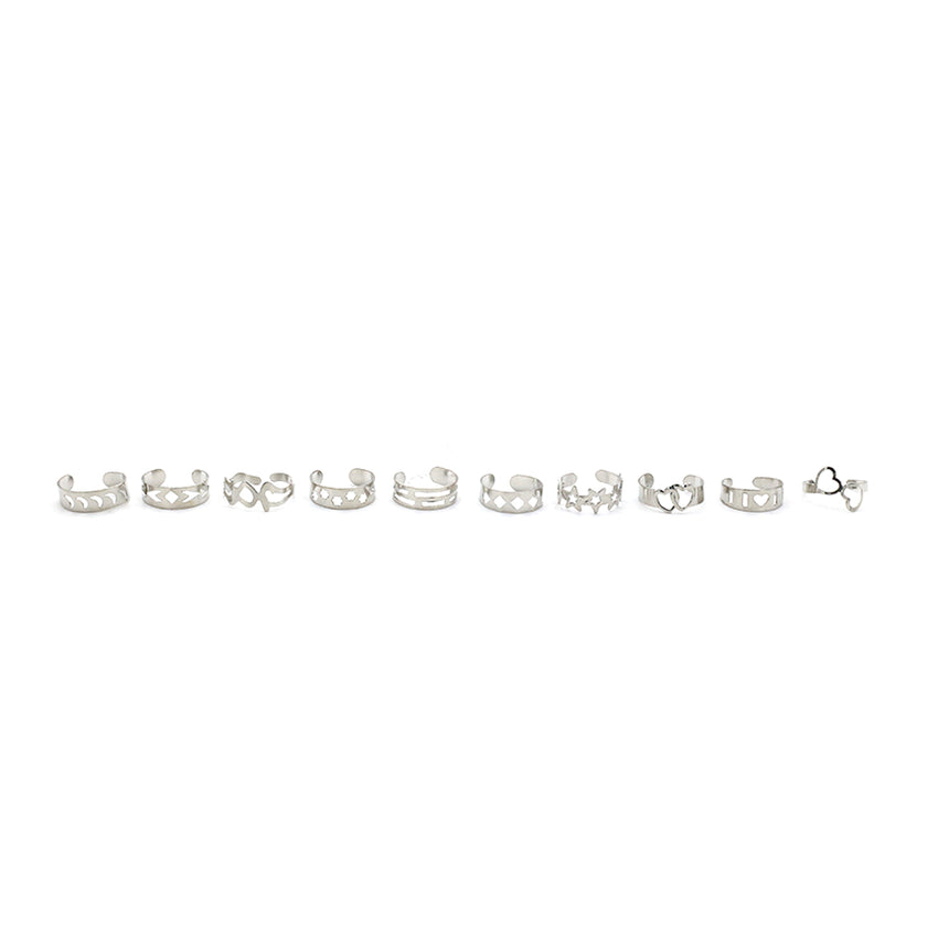 10 Pcs Rings Card - Silver