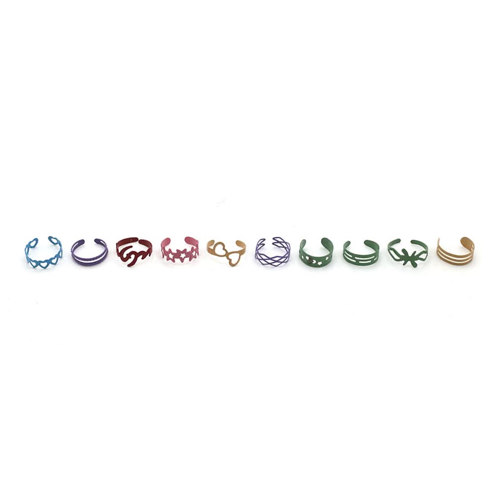 10 Pcs Rings Card - Multi Color, Girls Finger Rings, Chase Value, Chase Value